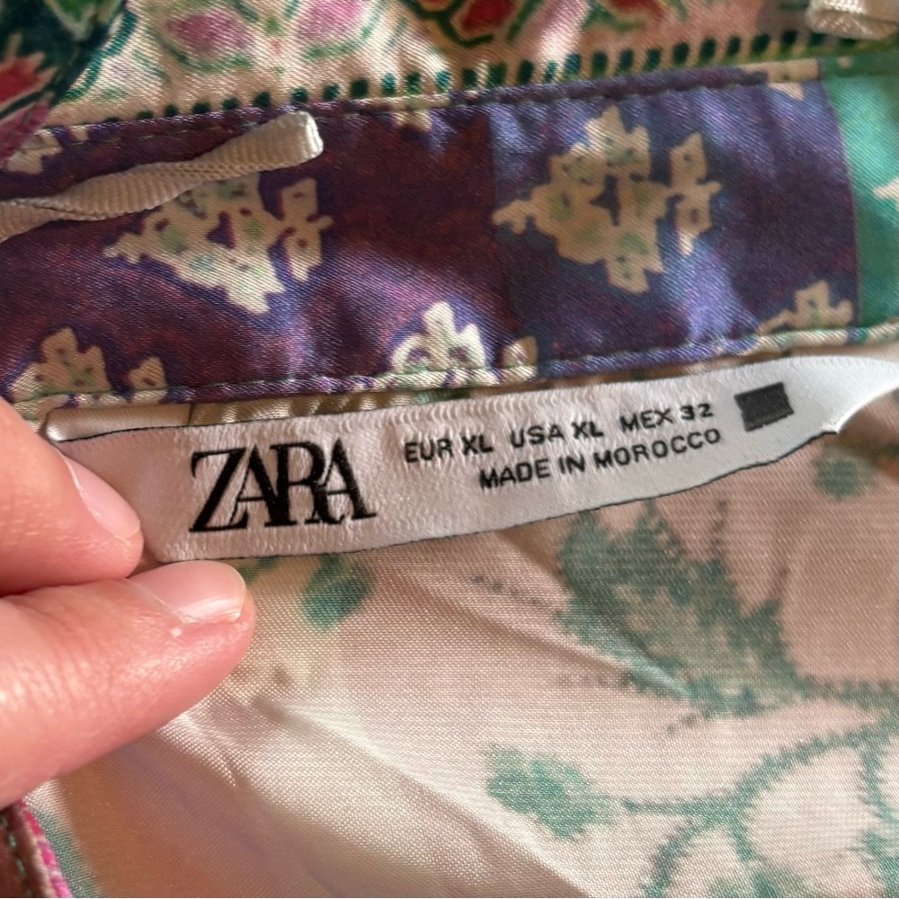 Zara Womens Shirt Extra Large Patchwork Print Lon… - image 8